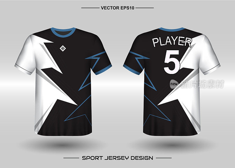 T-shirt sport vector design template, Soccer jersey mockup for football club. uniform front and back view. Clothing Men adult.